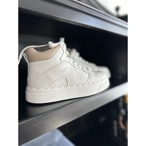 Chloé Lauren High Top Sneakers (MSRP $790) Women's EU 38 Light Nude Lace Up